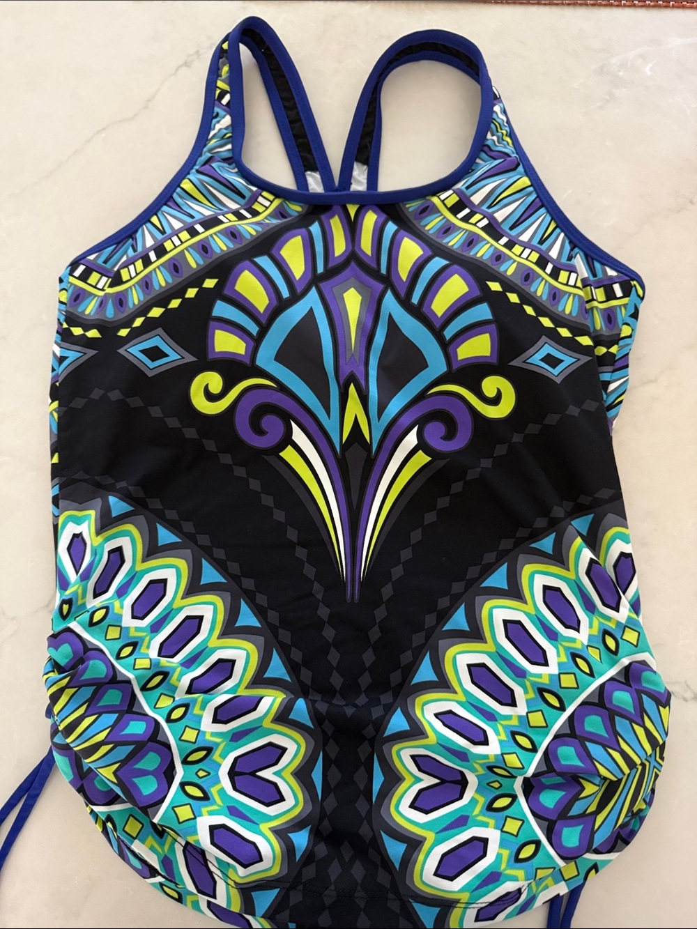 Athleta  bundle 2 Pc Swimsuit in Black, Blue, Teal & Purple and  1 Swim Top